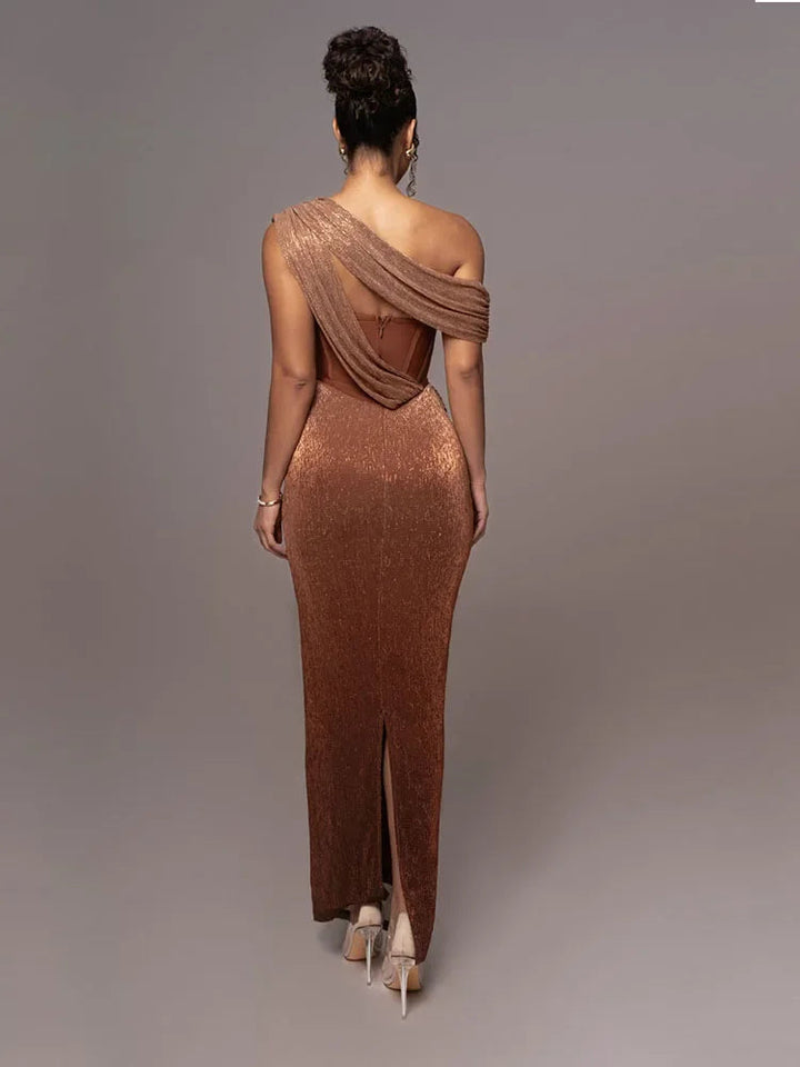 Women's One-Shoulder Maxi Dress for Formal Events - Elegant Bodycon Fit 1