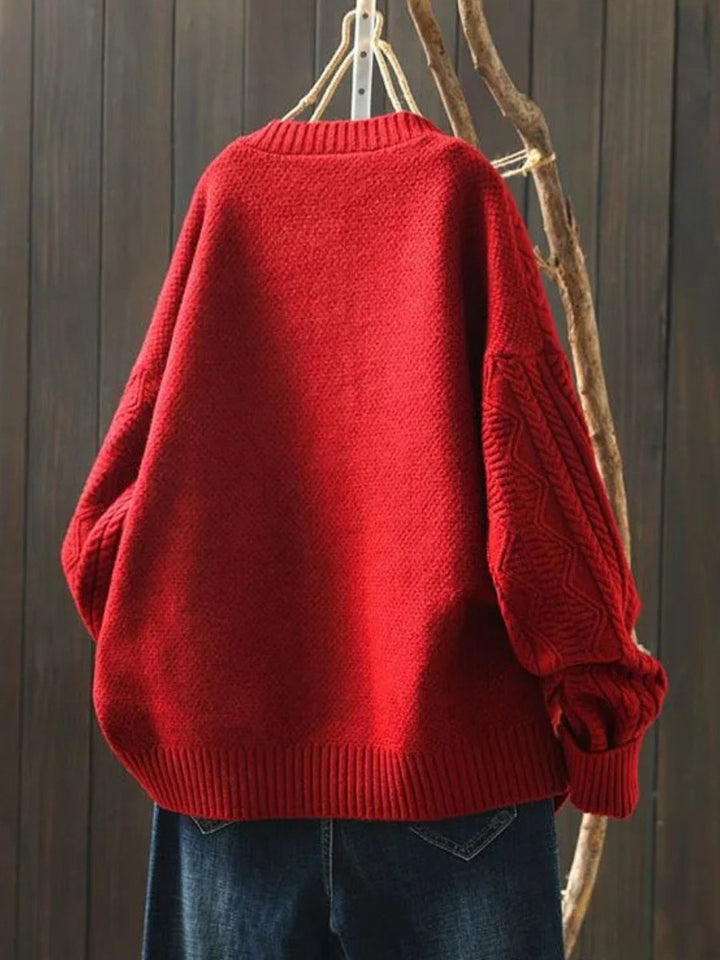 Women's Oversized Cable Knit Cardigan with Button Placket for Autumn and Winter 2
