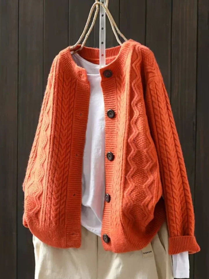 Women's Oversized Cable Knit Cardigan with Button Placket for Autumn and Winter 4