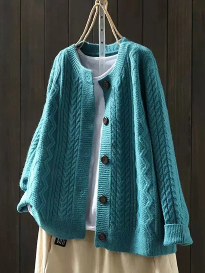 Women's Oversized Cable Knit Cardigan with Button Placket for Autumn and Winter 5
