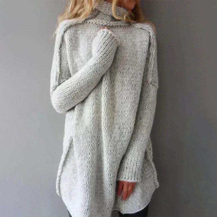 Women's Oversized Chunky Knit Turtleneck Sweater Longline Relaxed Fit 0