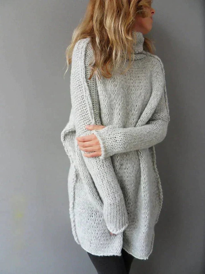 Women's Oversized Chunky Knit Turtleneck Sweater Longline Relaxed Fit 1