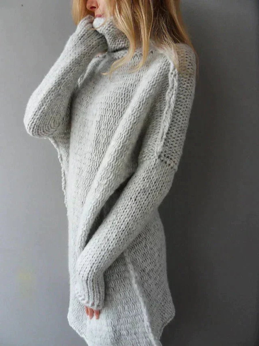 Women's Oversized Chunky Knit Turtleneck Sweater Longline Relaxed Fit 2