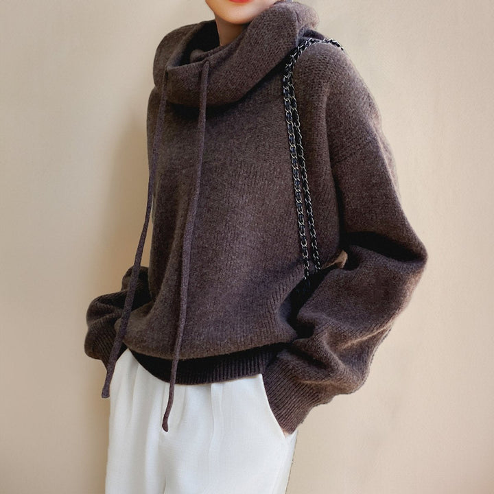 Women's Oversized Hooded Turtleneck Sweater for Casual and Cozy Style 5