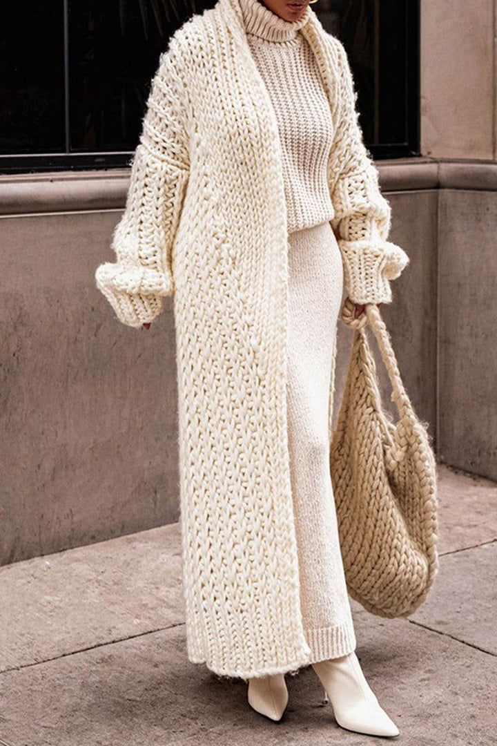 Women’s Oversized Longline Chunky Knit Cardigan Open Front Layering Sweater 0