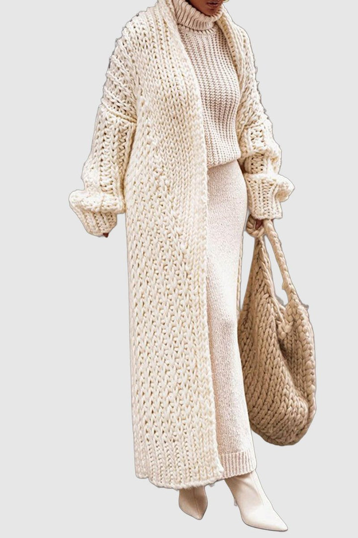 Women’s Oversized Longline Chunky Knit Cardigan Open Front Layering Sweater 1