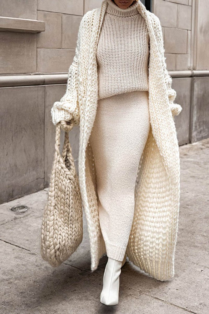 Women’s Oversized Longline Chunky Knit Cardigan Open Front Layering Sweater 2