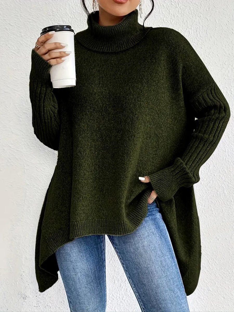 Women's Oversized Longline Ribbed Turtleneck Sweater Jumper for Casual and Office Wear 3