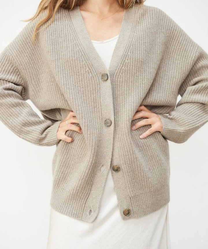 Women's Oversized V-Neck Button Cardigan Lightweight Layering Sweater 1
