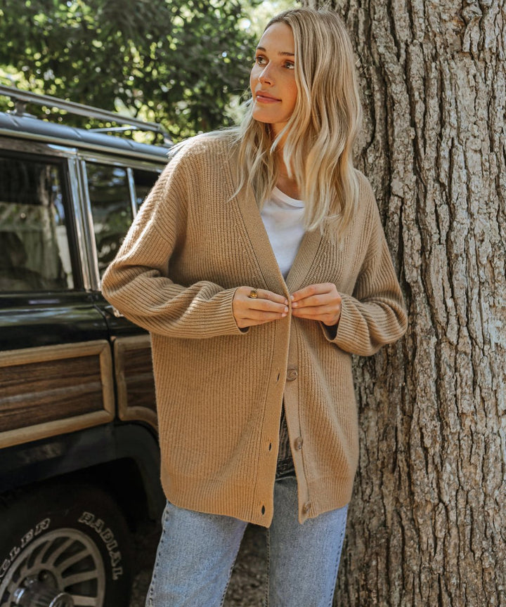 Women's Oversized V-Neck Button Cardigan Lightweight Layering Sweater 8