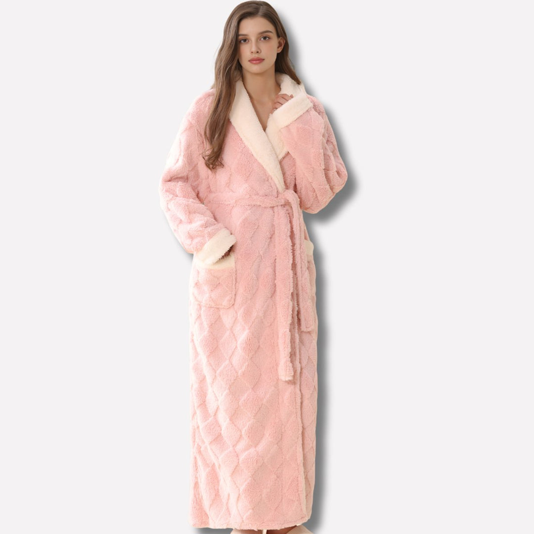 Women’s Plush Fleece Long Dressing Gown Cozy Ankle-Length Bathrobe 0