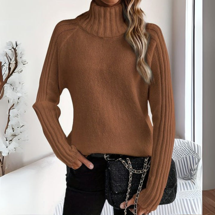 Women's Ribbed Knit Turtleneck Sweater Relaxed Fit Long Sleeve Jumper 1