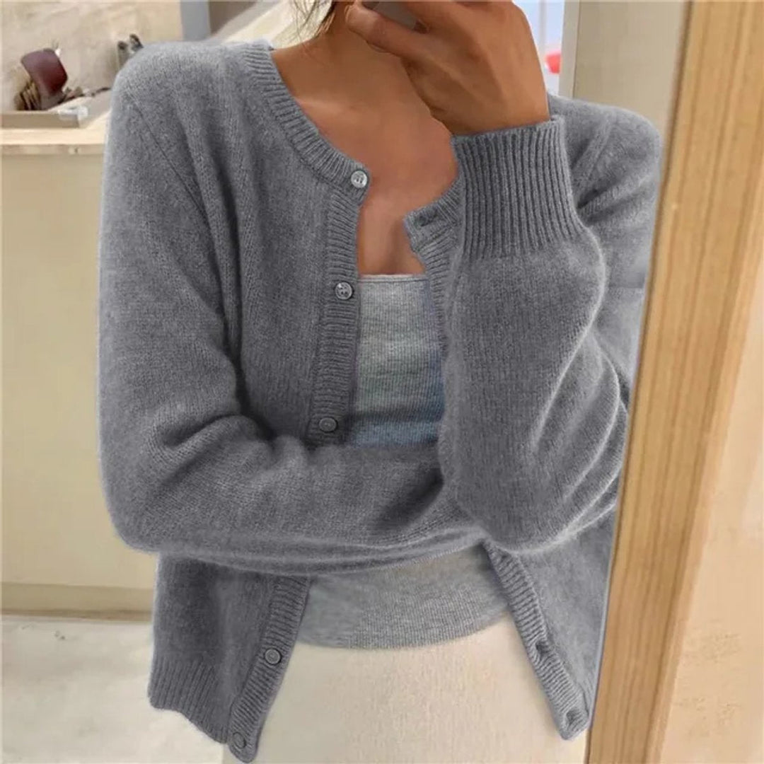 Women's Soft Knit Button-Up Cardigan Relaxed Fit Lightweight Layering Sweater 0