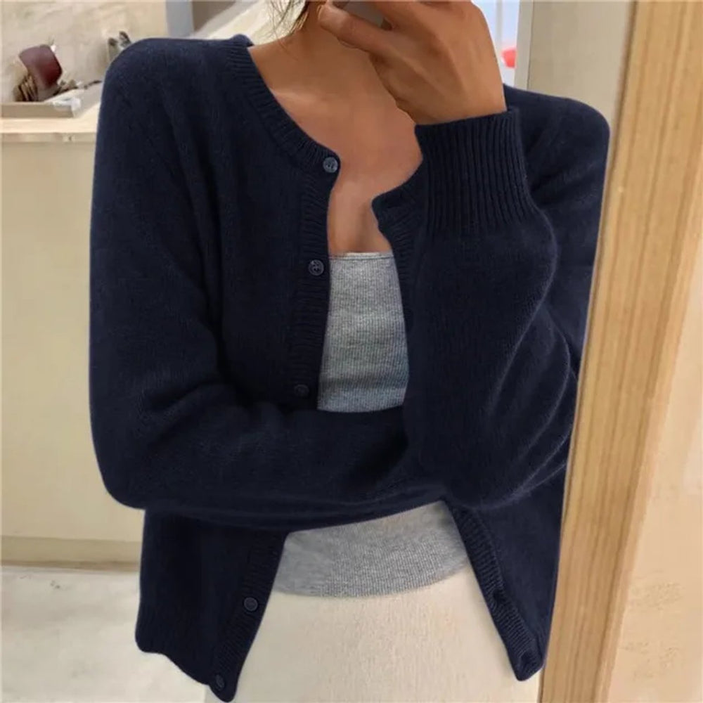 Women's Soft Knit Button-Up Cardigan Relaxed Fit Lightweight Layering Sweater 1