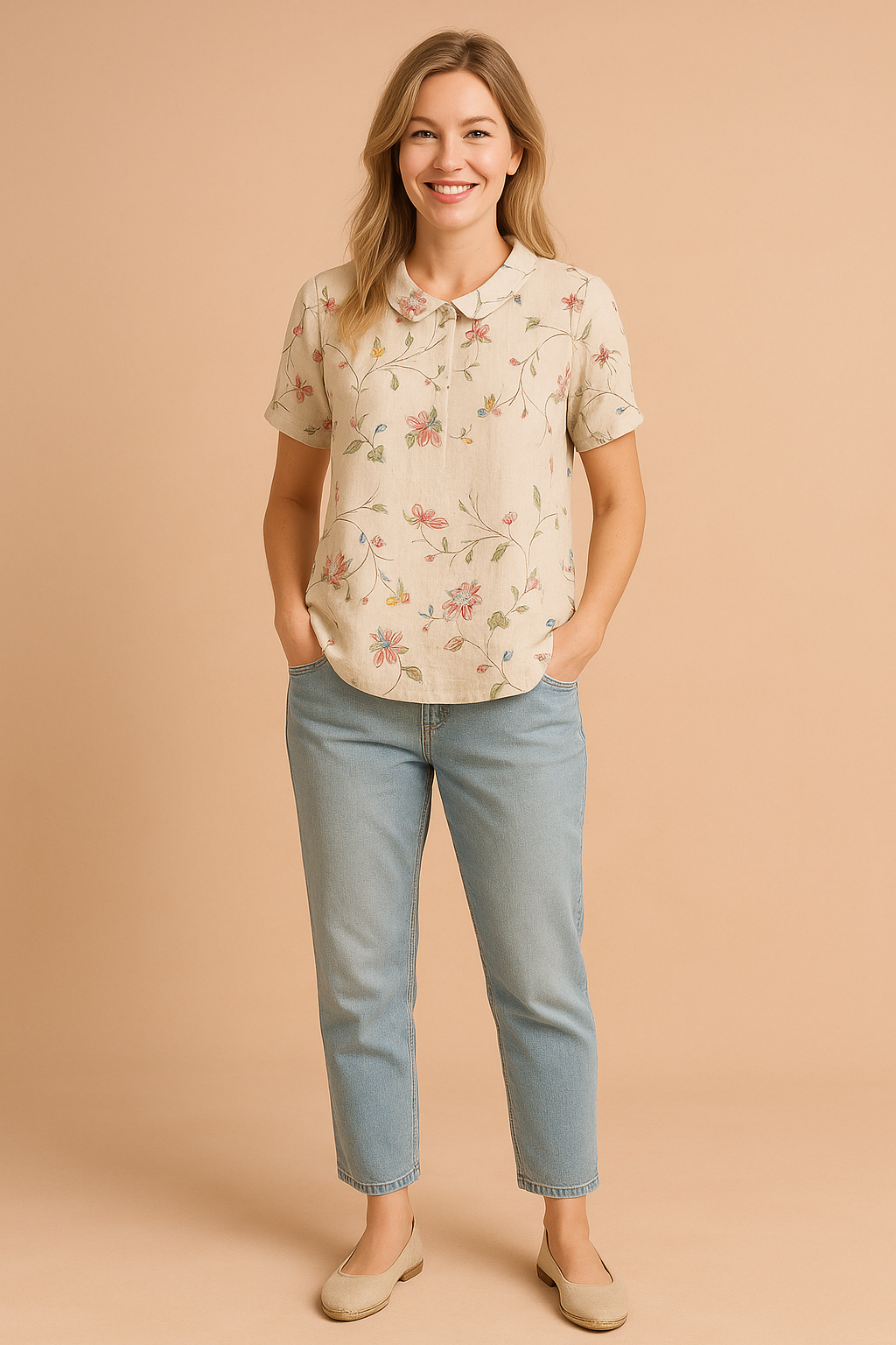 Women's Summer Blouse with Decorative Collar and Subtle Pattern - Elegant Lightweight Tops for Women 2
