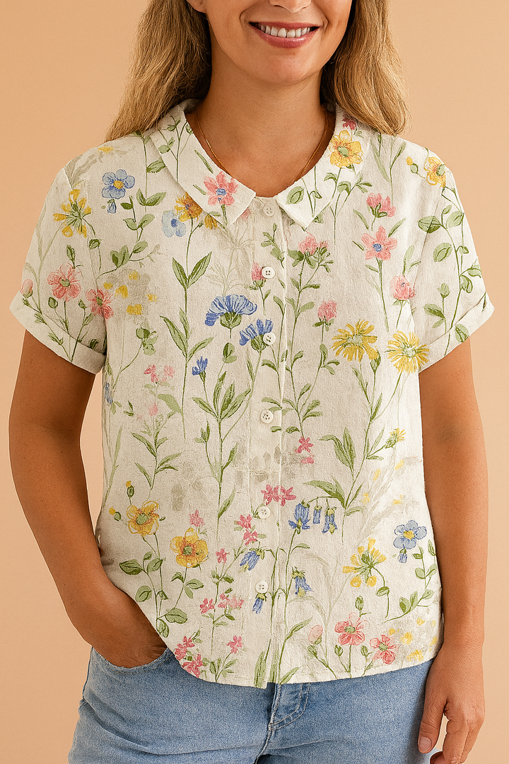 Women's Summer Blouse with Decorative Collar and Subtle Pattern - Elegant Lightweight Tops for Women 5