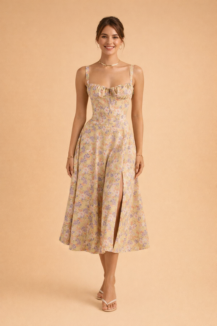 Women's Summer Dress - Elegant Waist Design with Flattering Fit and Sweetheart Neckline 0