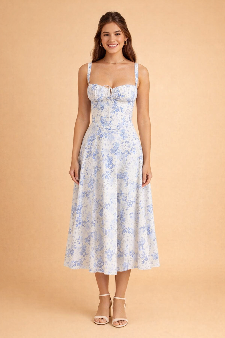 Women's Summer Dress - Elegant Waist Design with Flattering Fit and Sweetheart Neckline 3