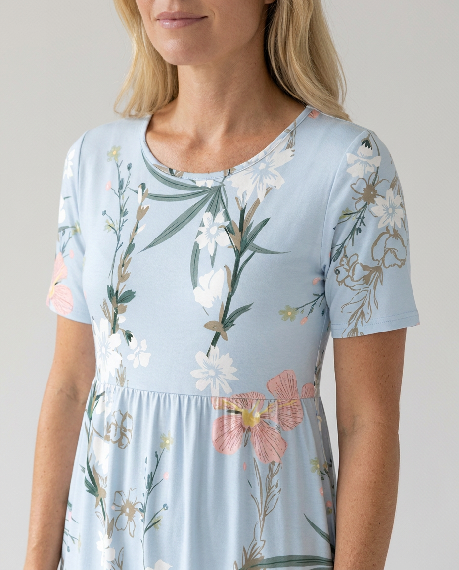 Women's Summer Dresses - Floral A-Line Midi Dress for Effortless Elegance 3