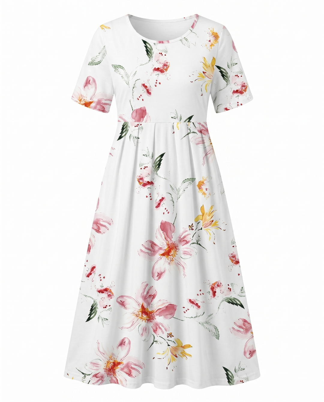 Women's Summer Dresses - Floral A-Line Midi Dress for Effortless Elegance 7