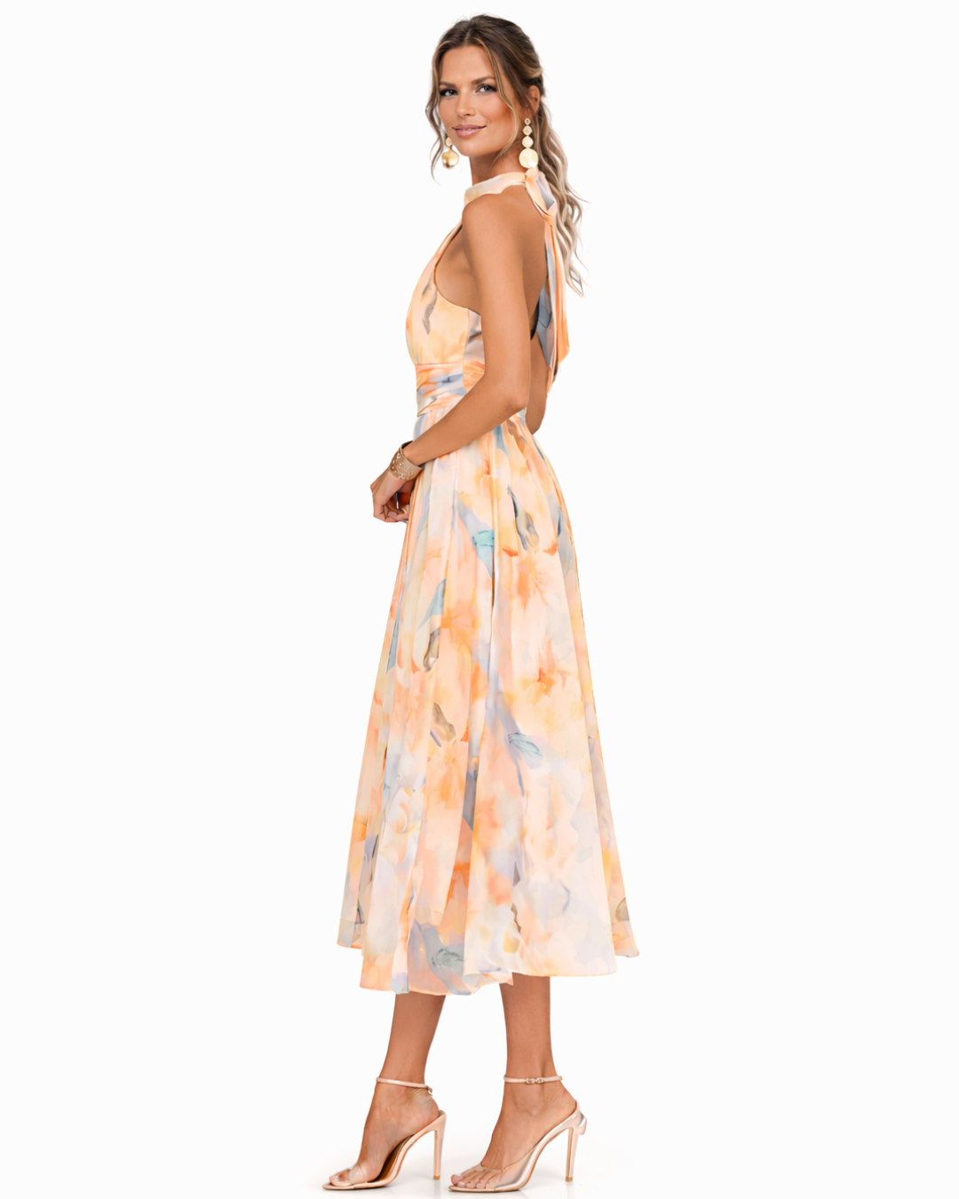 Women's Summer Maxi Dress with Halter Neck and Watercolor Print - Elegant Summer Dresses for Special Occasions 2