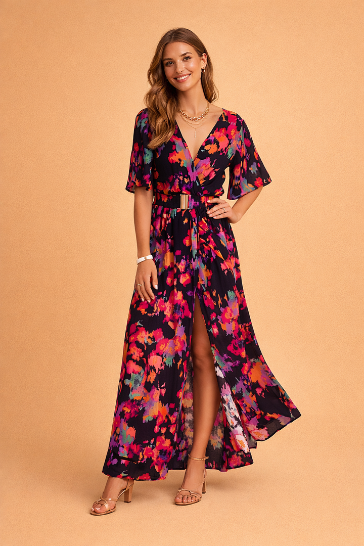 Women's Summer Maxi Dress with Wrap Neckline - Elegant and Stylish Formal Dress 1