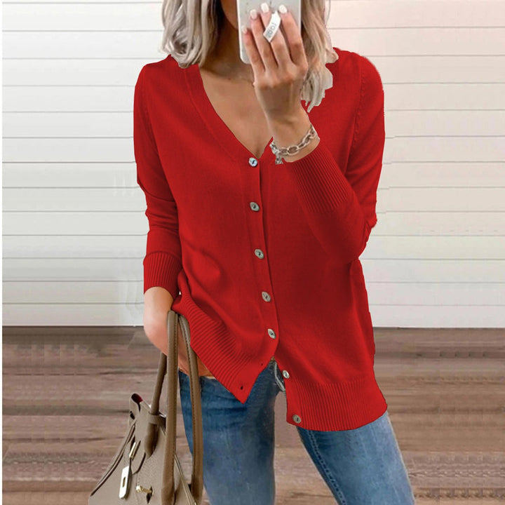 Women's V-Neck Long Sleeve Button-Up Cardigan for Casual and Elegant Wear 5