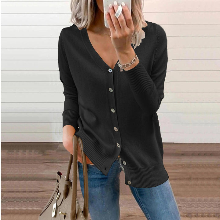 Women's V-Neck Long Sleeve Button-Up Cardigan for Casual and Elegant Wear 6