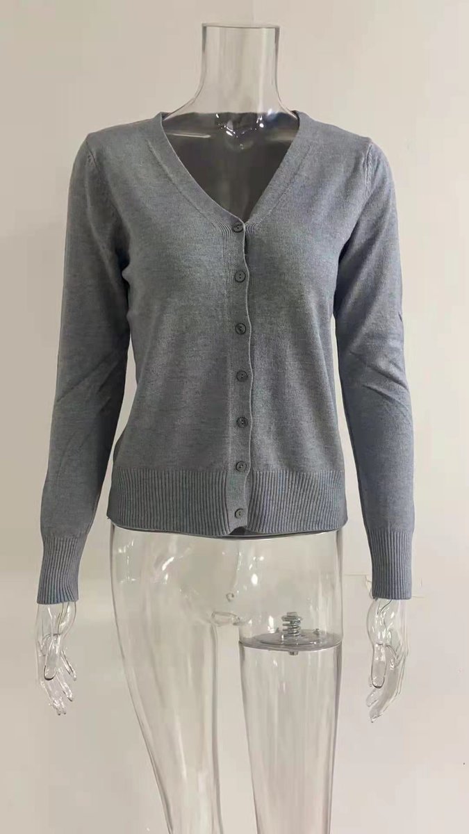 Women's V-Neck Long Sleeve Button-Up Cardigan for Casual and Elegant Wear 8