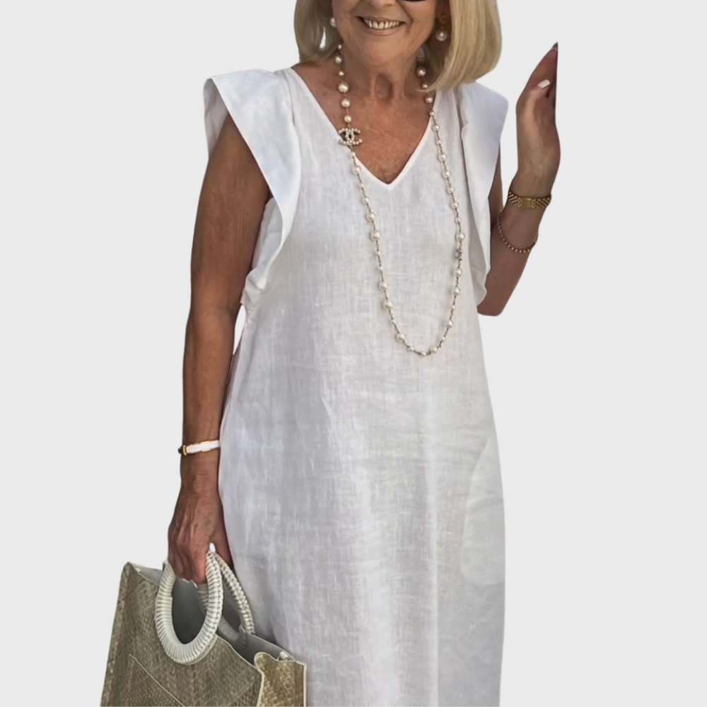 Women's V-Neck Sleeveless Maxi Dress - Elegant Summer Dress with Pockets for Effortless Style and Comfort 1