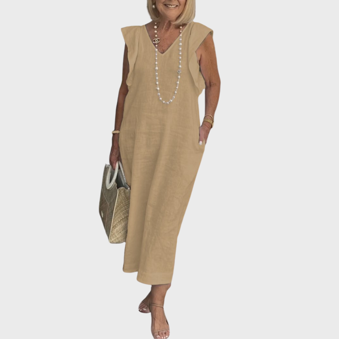 Women's V-Neck Sleeveless Maxi Dress - Elegant Summer Dress with Pockets for Effortless Style and Comfort 10