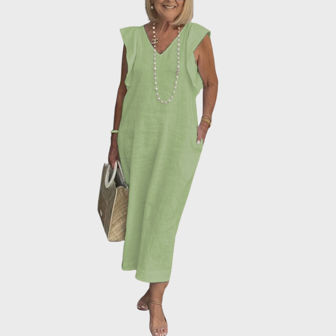 Women's V-Neck Sleeveless Maxi Dress - Elegant Summer Dress with Pockets for Effortless Style and Comfort 11