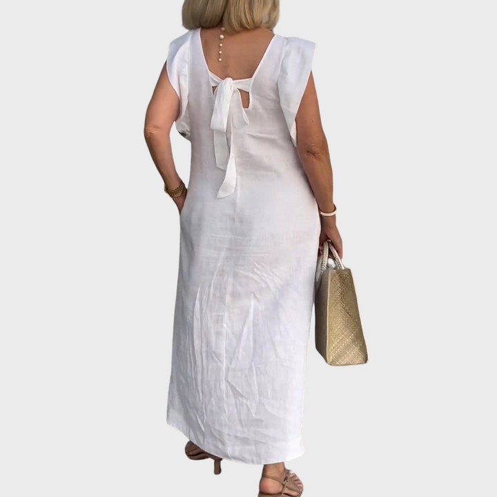 Women's V-Neck Sleeveless Maxi Dress - Elegant Summer Dress with Pockets for Effortless Style and Comfort 2