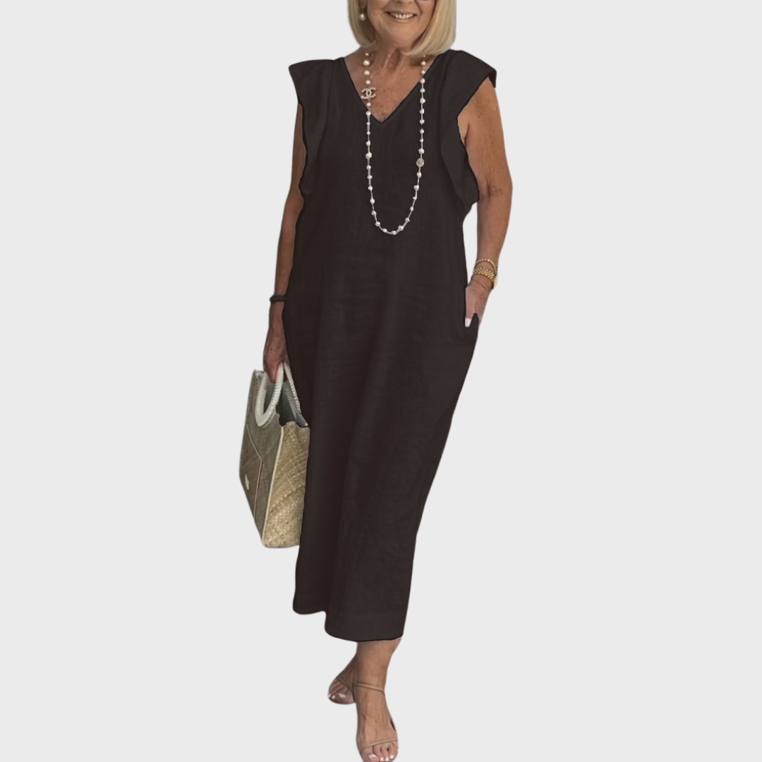 Women's V-Neck Sleeveless Maxi Dress - Elegant Summer Dress with Pockets for Effortless Style and Comfort 6