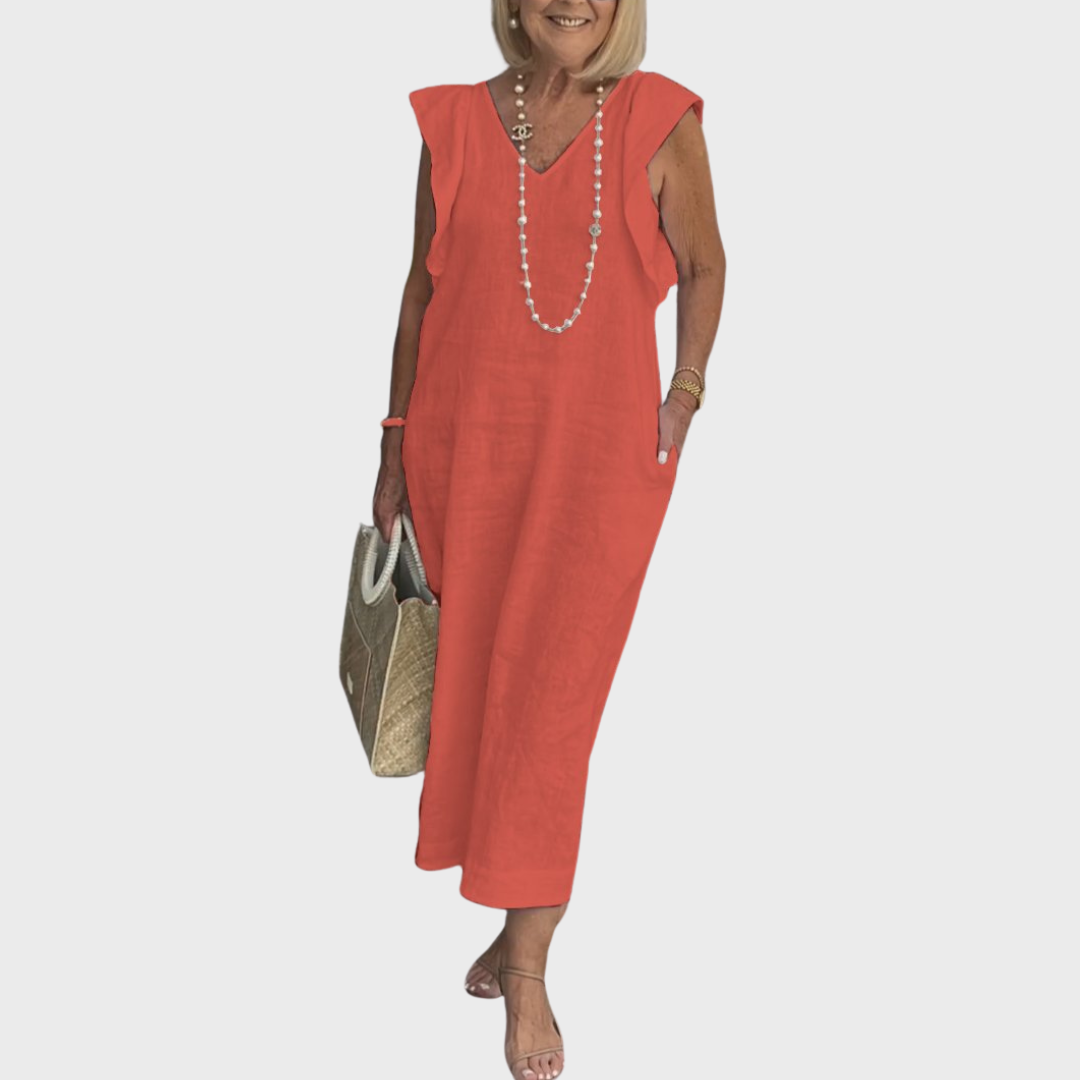 Women's V-Neck Sleeveless Maxi Dress - Elegant Summer Dress with Pockets for Effortless Style and Comfort 7