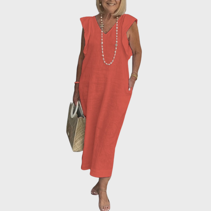 Women's V-Neck Sleeveless Maxi Dress - Elegant Summer Dress with Pockets for Effortless Style and Comfort 7