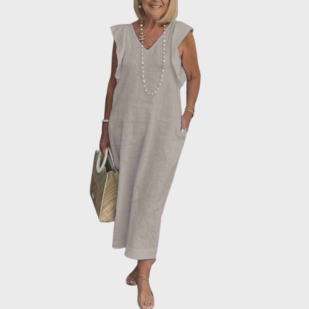 Women's V-Neck Sleeveless Maxi Dress - Elegant Summer Dress with Pockets for Effortless Style and Comfort 8
