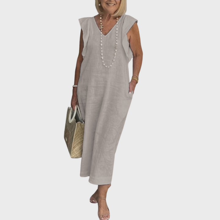 Women's V-Neck Sleeveless Maxi Dress - Elegant Summer Dress with Pockets for Effortless Style and Comfort 8