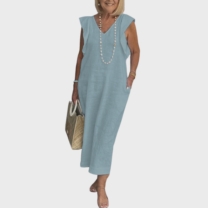 Women's V-Neck Sleeveless Maxi Dress - Elegant Summer Dress with Pockets for Effortless Style and Comfort 9