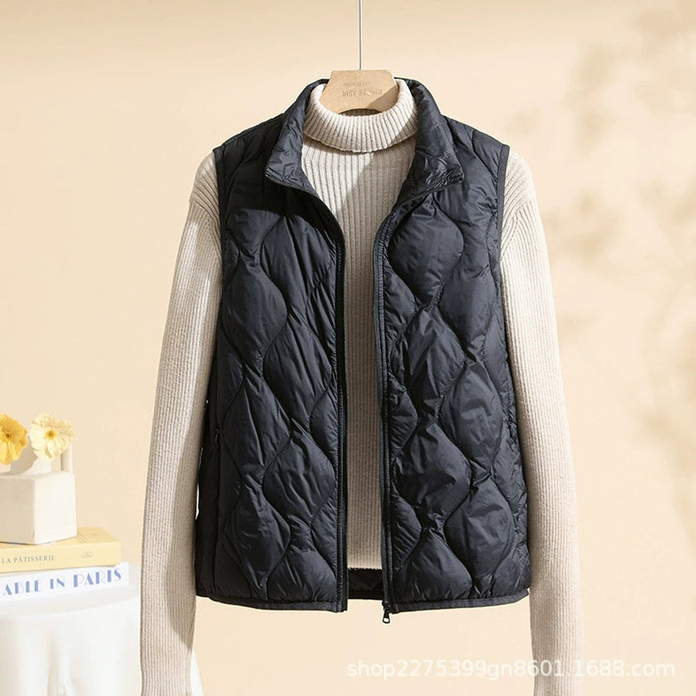 Women's Vest Lightweight Quilted Stand-Up Collar Warm Outerwear for Fall and Winter 1