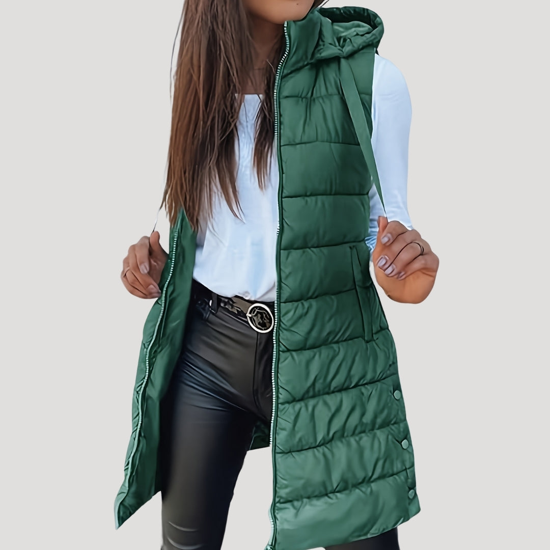 Women's Vest, Quilted Winter Layering Jacket with Hood, Lightweight and Stylish for Casual Winter Outfits 0
