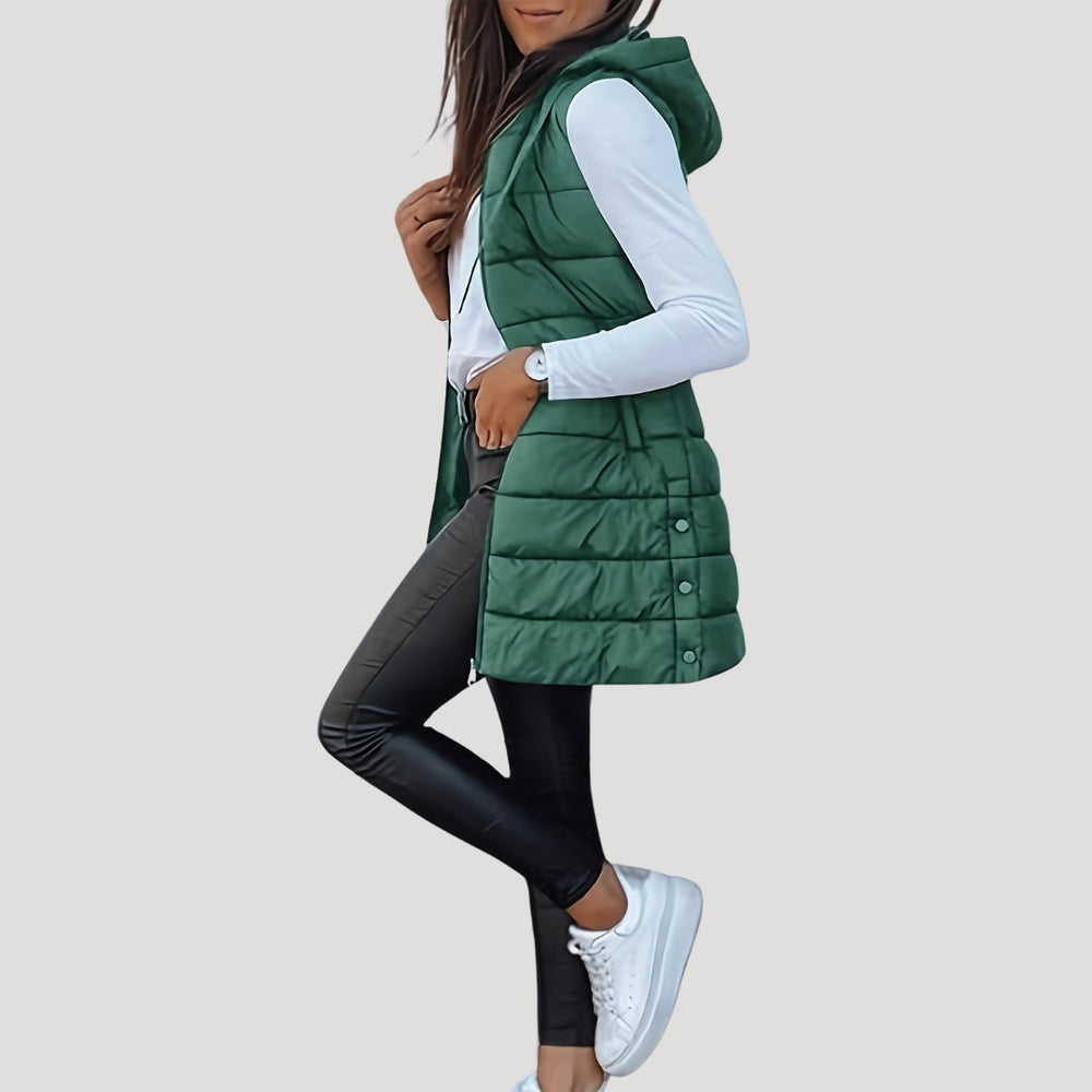 Women's Vest, Quilted Winter Layering Jacket with Hood, Lightweight and Stylish for Casual Winter Outfits 1