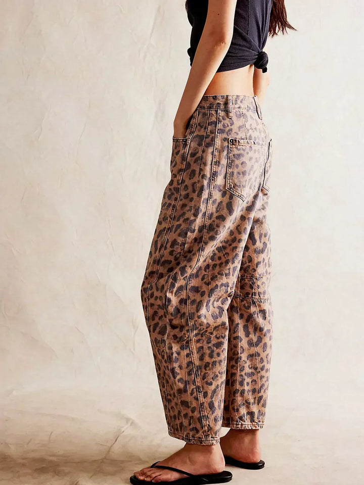 Women's Wide Leg Jeans - Stylish Printed Casual Pants for Effortless Fashion 3