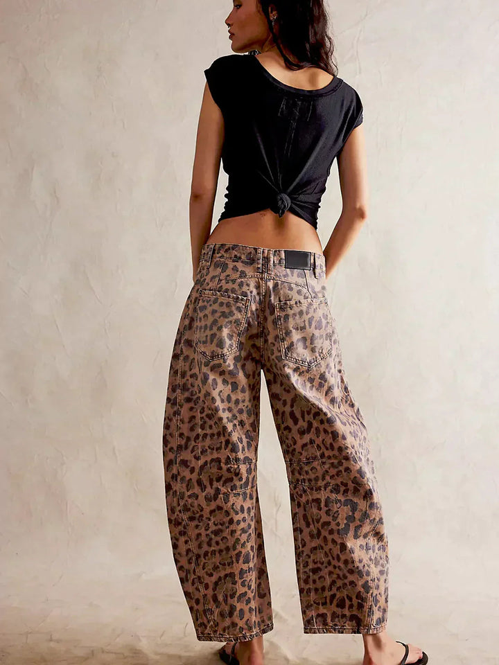 Women's Wide Leg Jeans - Stylish Printed Casual Pants for Effortless Fashion 4