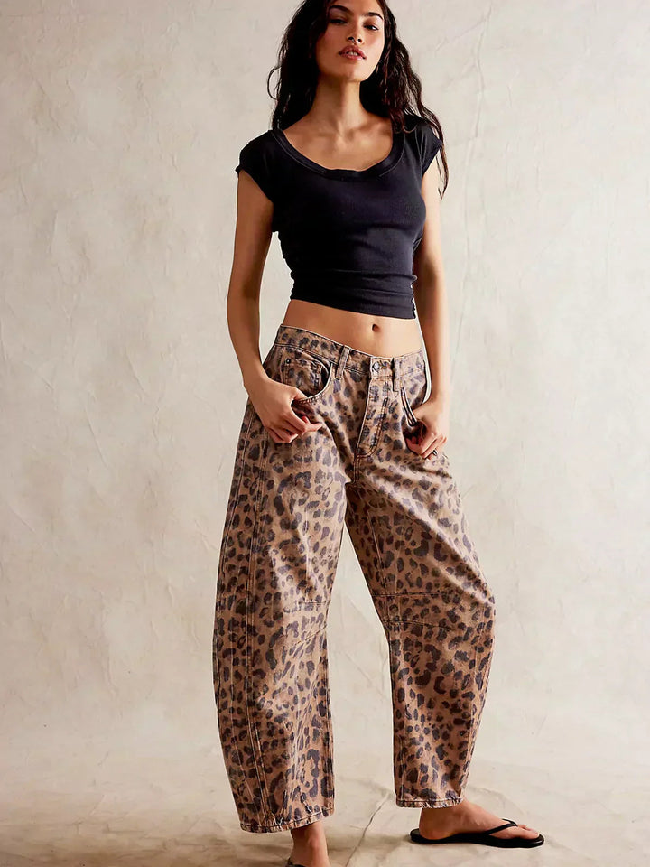 Women's Wide Leg Jeans - Stylish Printed Casual Pants for Effortless Fashion 5