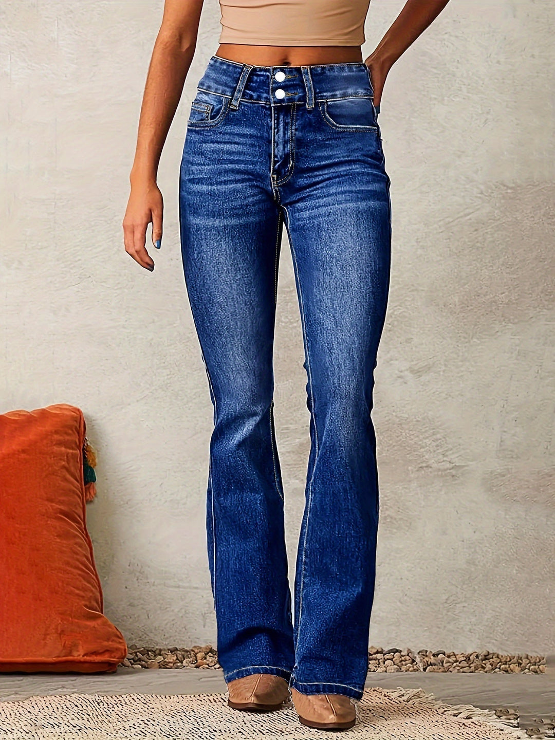 Women's Wide Leg Jeans, High Waist Flattering Retro Style Denim Pants for Casual Outings 3