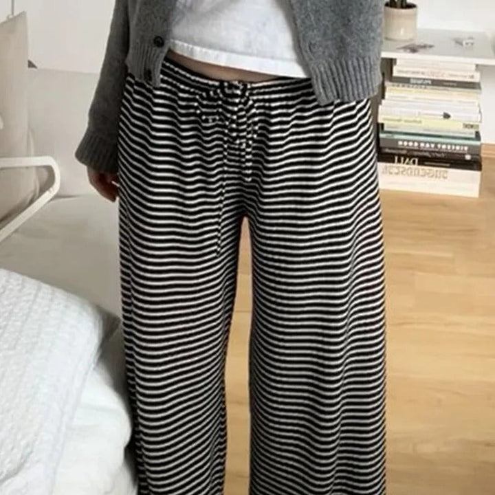 Women's Wide Leg Pants - Striped Relaxed Trousers for Spring and Summer Casual Wear 5