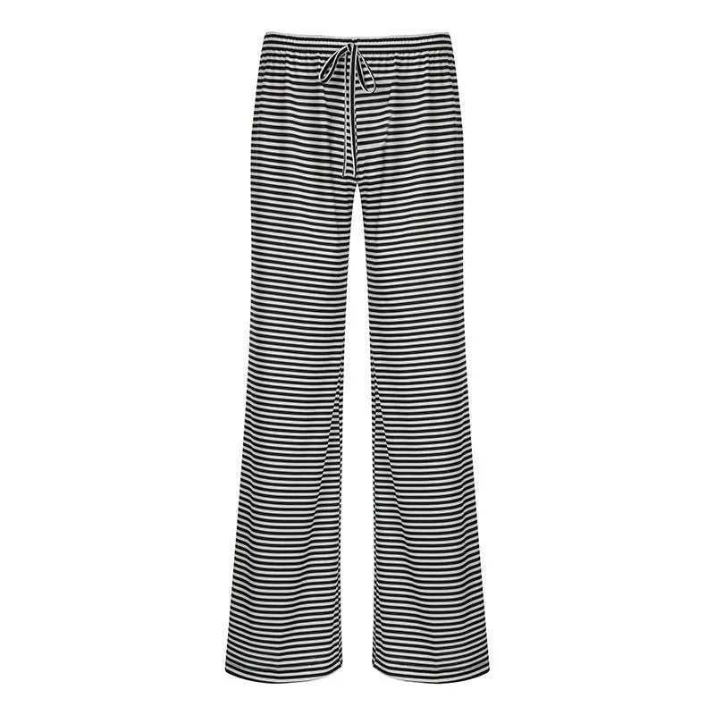 Women's Wide Leg Pants - Striped Relaxed Trousers for Spring and Summer Casual Wear 7