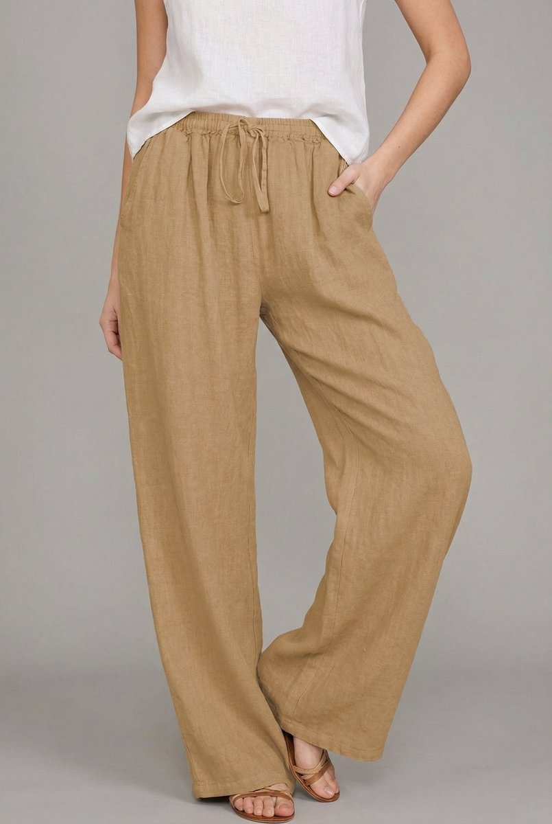 Women's Wide Leg Summer Pants with Elastic Drawstring Waistband for Comfortable Fit 0