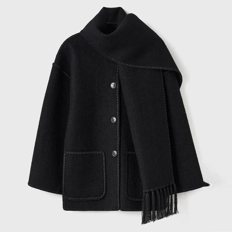 Women's Winter Coat with Scarf - Elegant Stylish Warm Outerwear for Winter 0